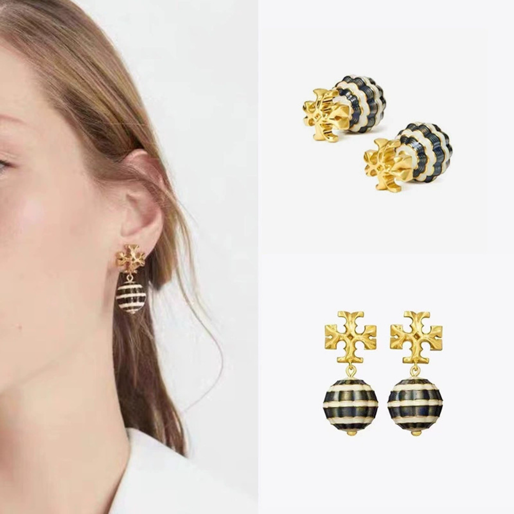 Tory Burch Gold Plated Hot Air Balloon Earrings Cloisonne Enamel